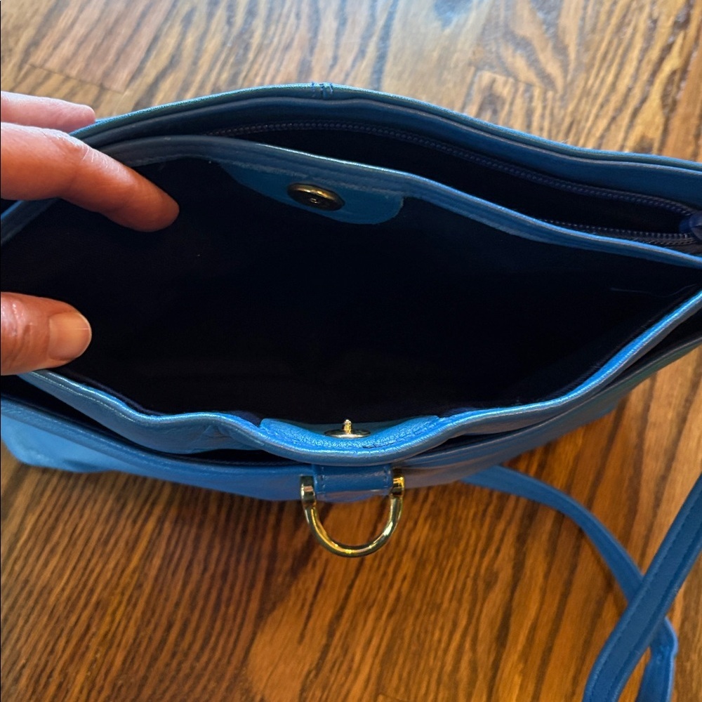 Alicia Genuine Leather Royal blue should strap colorful purse - Picture 9 of 10